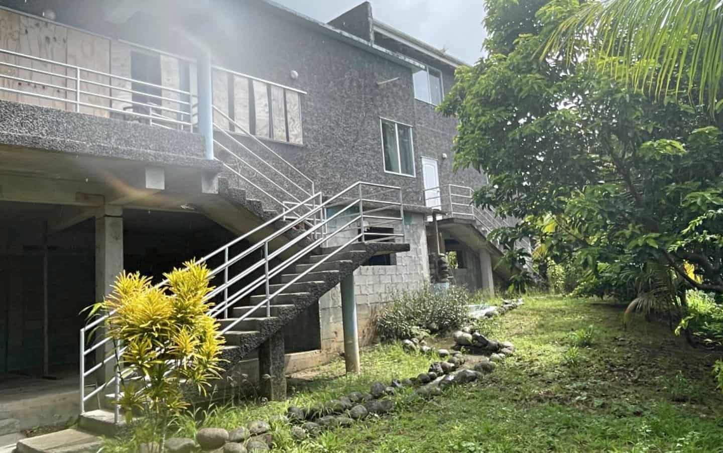 steps from balcony to backyard